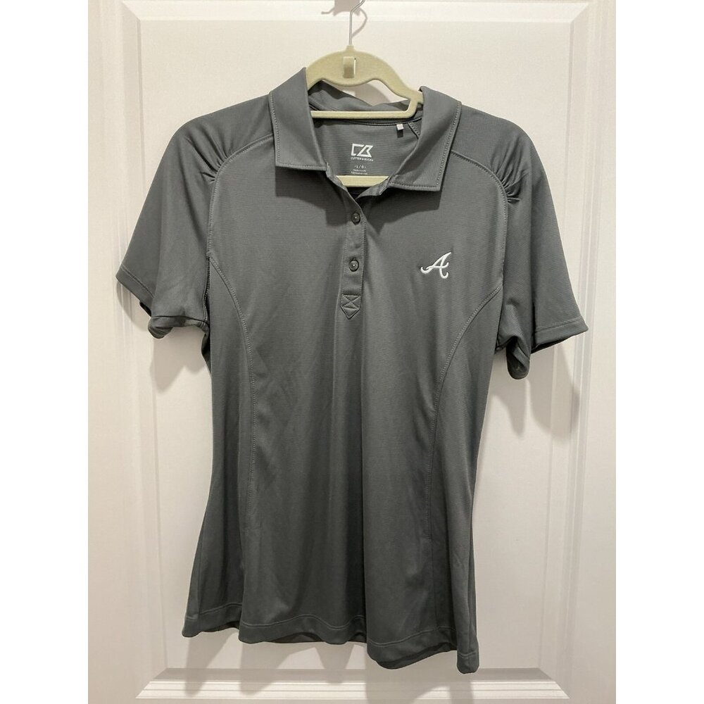 Atlanta Braves Cutter & Buck Polo Large Braves Grey With White Embroidered A